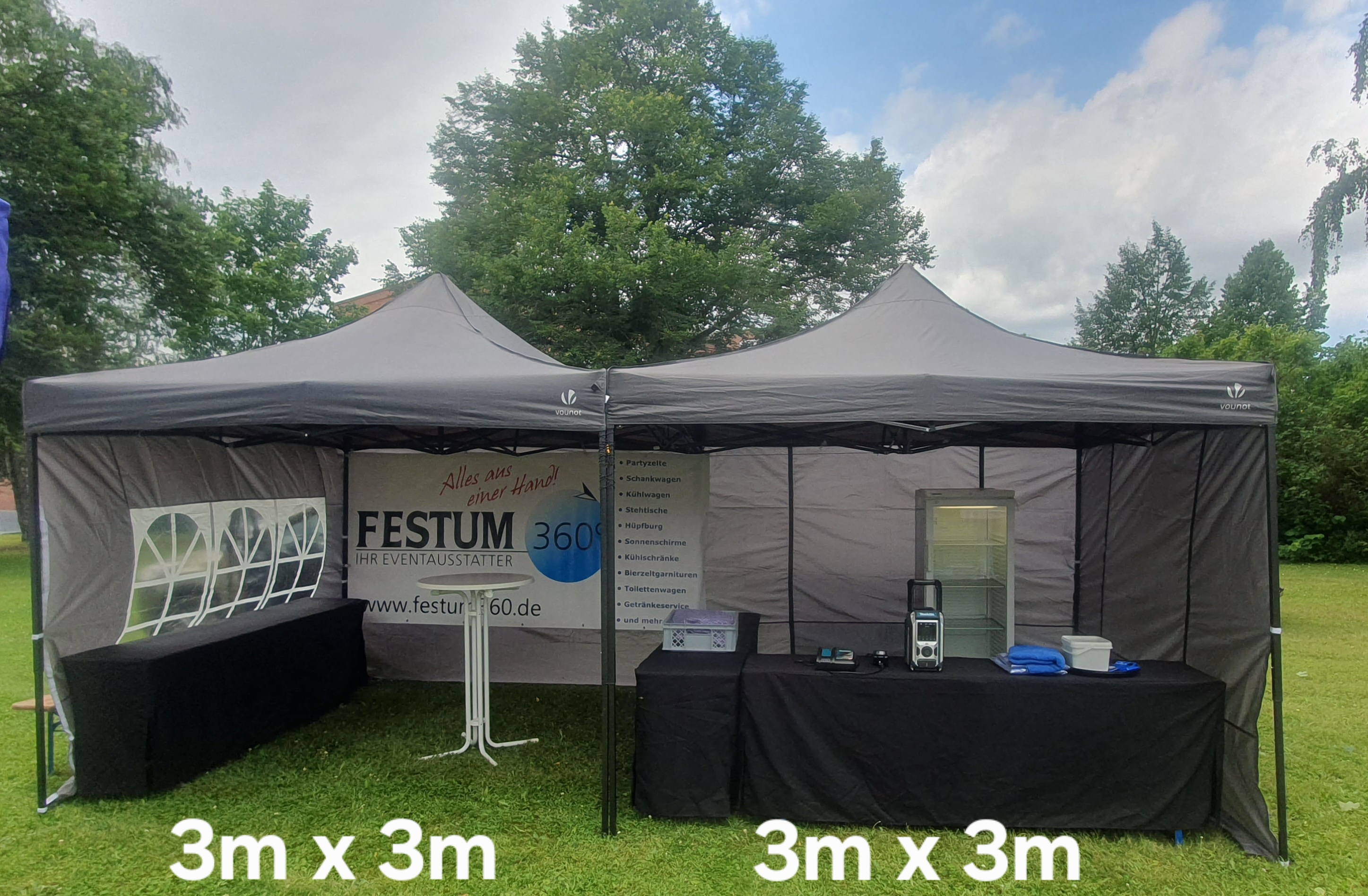 Ansicht Zelt 3x 3 mtr.